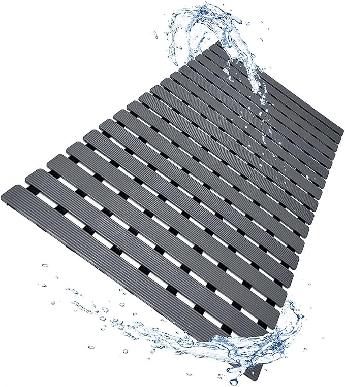 Non Slip Bathtub Mat | Double-Layered Shower Floor Mat with Suction Cups | EZ-Dry Construction | Non-Toxic, BPA, Latex, Phthalate, PVC Free (Mist) by LuxurYou