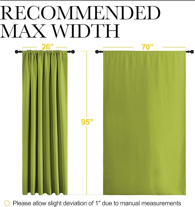 NICETOWN 2 Panels Blackout Curtains, Rod Pocket Thermal Insulated Drapess for Bedroom, Privacy Protection Easy-Care Heavy Duty Curtains for Living Room/Dining Room, W70 x L95 inches, Fresh Green - Image 3