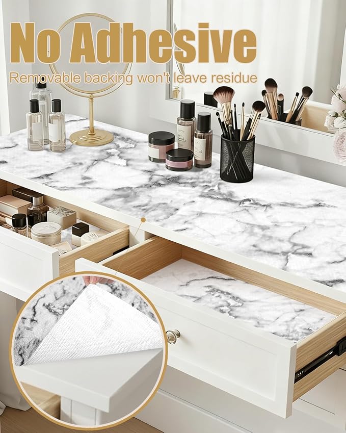 Shelf Liners for Kitchen Cabinets Non-Adhesive, Non-Slip Thickened Shelf Paper Waterproof Washable for Drawer Dresser Pantry Shelve Bathroom Protector Liner - Image 3