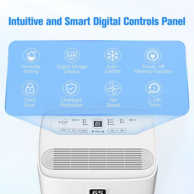 DEVERSE Max 80 Pints Energy Star Dehumidifier for Home/Bedroom/Basement, 5000 Sq.Ft Coverage, with Drain Hose, Smart Humidity Control & Large Tank - Image 3