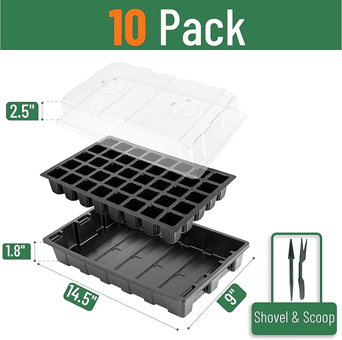 Mr. Pen- Seed Starter Tray Kits, 10 Pack, Total 400 Cells, Durable Plant Germination Trays with Humidity Vented Domes and Bases, Ideal for Seed Starting, Indoor Gardening and Greenhouse - Image 2