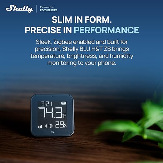 Shelly BLU H&T Display ZB Black, Bluetooth & Zigbee Operated Temperature & Humidity Levels Sensor, E-Paper Display, Home Assistant, Alexa, Google Home, Real-Time Monitoring, Long-Life Battery - Image 5