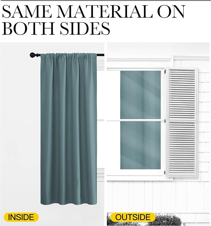 NICETOWN Greyish Blue Blackout Curtains Panels for Window, Thermal Insulated Rod Pocket Blackout Drapes/Draperies for Living Room (2 Panels, W42 x L72 inches) - Image 6