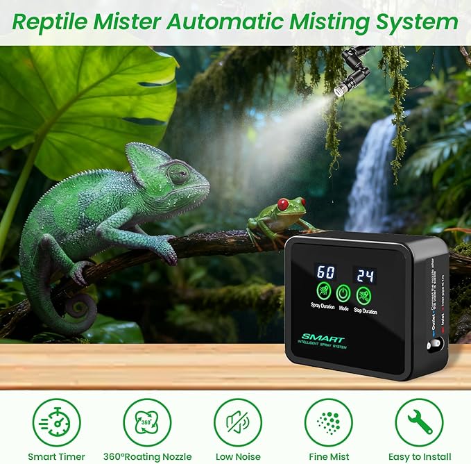 Reptile Mister Automatic Misting System, Reptile Humidifiers with Smart Timing Controller, Terrariums Humidifier with 360°Adjustable Misting Nozzles, Rainforest Ecosystem Sprayer… - Image 2