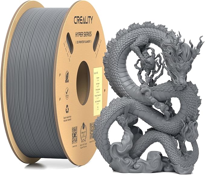 Official Creality Hyper ABS Filament 1.75mm, High Speed ABS 30-350mm/s 3D Printer Filament ABS, High Impact Resistance, Dimensional Accuracy +/-0.02mm, 1KG(2.2lbs) Spool Grey, Fit Most 3D Printer by Creality