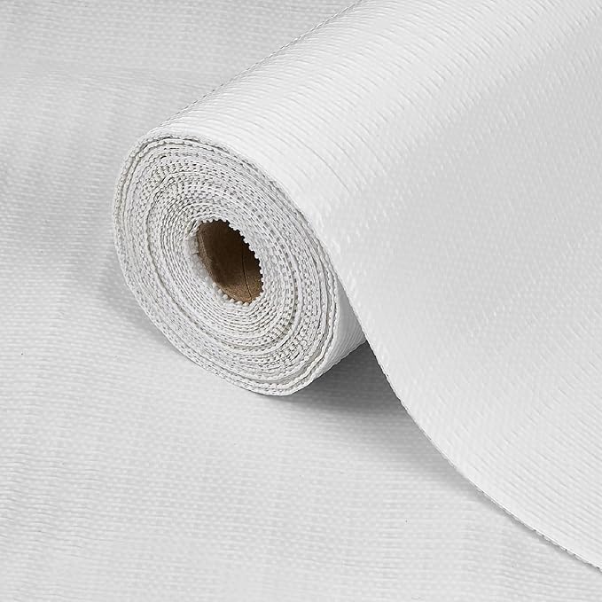 Drawer Shelf Liner for Kitchen Cabinets Non-Adhesive, Non Slip Shelf Paper Waterproof Thickened Cabinet Liners for Shelves, Strong Grip Mats for Cupboard, Dresser, Pantry, White, 17.5 in x 10 FT by TheBaDaz