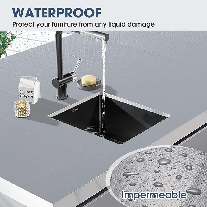 Drawer and Shelf Liner, Non-Slip Kitchen Cabinet Liners Non-Adhesive Thick Strong Grip Waterproof Washable Mats Protect Dresser Shelves Cupboard Bathroom Cabinets, Pure Gray, 12 in X 30 FT - Image 5