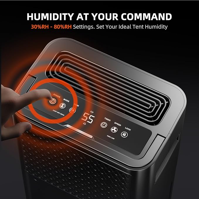 SPIDER FARMER Dehumidifier,32 Pints Plant Dehumidifier with Drain Hose,Temperature & Humidity Sensor Probe,24H Timer Function, Compressor Entfeuchter for Grow Tent,Home and Basement - Image 2
