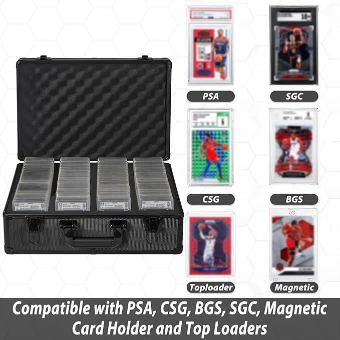 Graded Card Case - Aluminum Alloy Graded Card Storage Box Compatible with 150+ Card Slabs - Sports Trading Card Case Fits PSA, CSG, BGS - Image 4