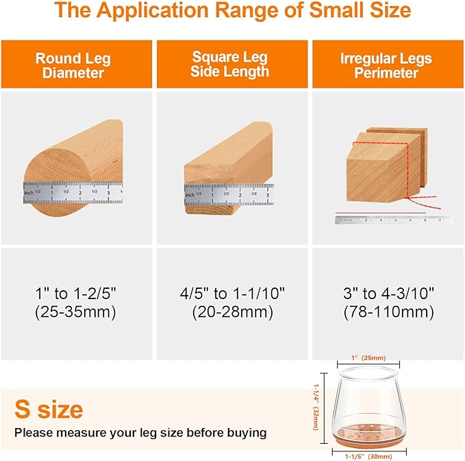 24Pcs Silicone Chair Leg Floor Protectors,Floor Protectors for Chairs,Rubber Chair Leg Protectors for Hardwood Floors,Chair Leg Caps Chair Leg Covers for Wooden Floors(Clear, Small) - Image 4