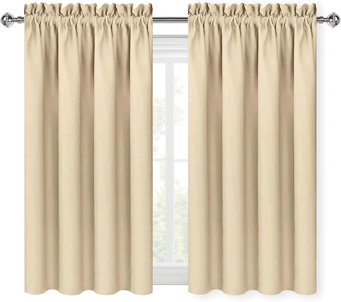 DWCN Beige Blackout Curtains for Bedroom – Rod Pocket Thermal Insulated Energy Saving Drapes for Living Room and Bedroom, W 42 x L 54 Inch, 2 Panels - Image 9