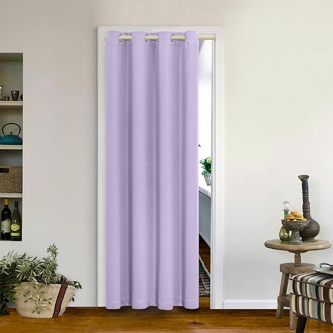 MYSKY HOME Light Purple Door Curtains for Doorway, Living Room, Bedroom - 52 x 72 Inch, Thermal Insulated Blackout Curtain by MYSKYHOME