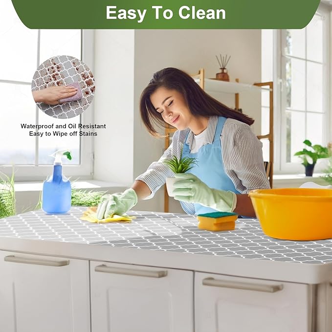 Moriah Shelf Liner Non Adhesive, Kitchen Drawer Liner Non Slip Waterproof Thickened Cabinet Protector for Bathroom Dresser Shelves Pantry(Grey,24'' x 30') - Image 3