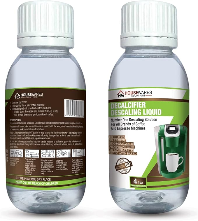 Descaling Solution for All Brands of Coffee and Espresso Machines By Housewares Solutions - 4 Fluid Ounce Bottle (2-Pack) - Image 2