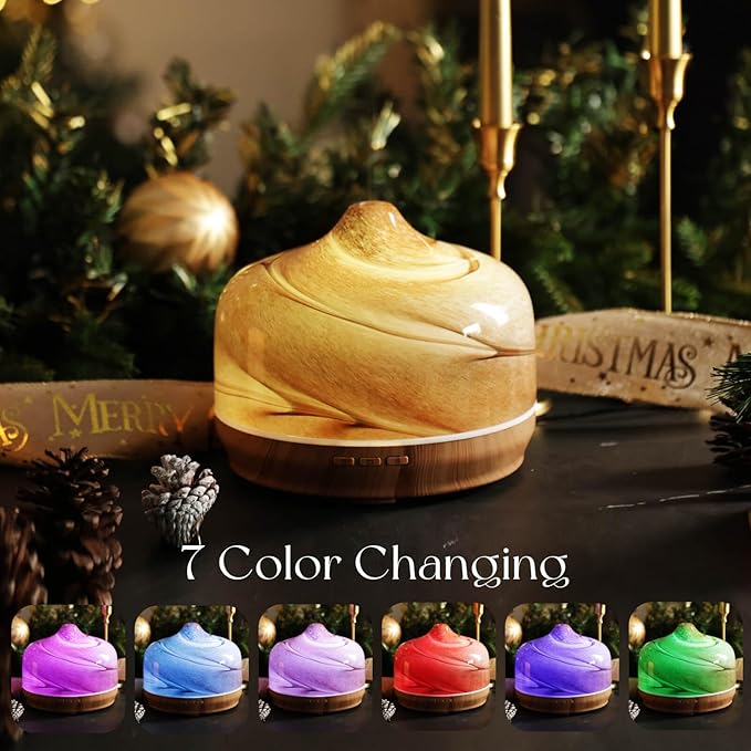 Porseme 500ml Glass Essential Oil Diffuser Aromatherapy Ultrasonic Cool Mist Humidifier 15-21 Running Hours Waterless Auto-Off Air Diffusers for Sleeping,Yoga,Office Working,Spa and Rest (Desert) - Image 2