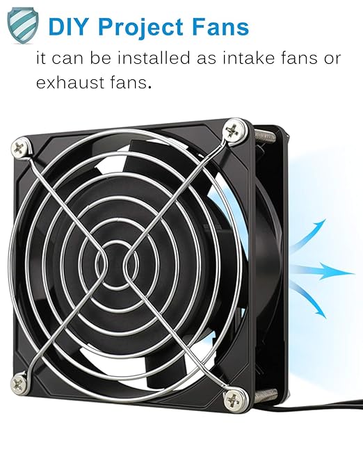 GDSTIME Axial Fan 90mm, 110V 120V AC 92mm x 92mm x 25mm Dual Ball Bearing w/Power Cord for DIY Cooling Ventilation Projects - Image 5