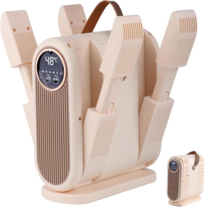 Portable Boot Dryer Folds for easy storage Constant-temperature dehumidification Features aromatherapy deodorization 360-minute timer 4 boot heaters Suitable for work boots ski boots sneakers socks by Unknown