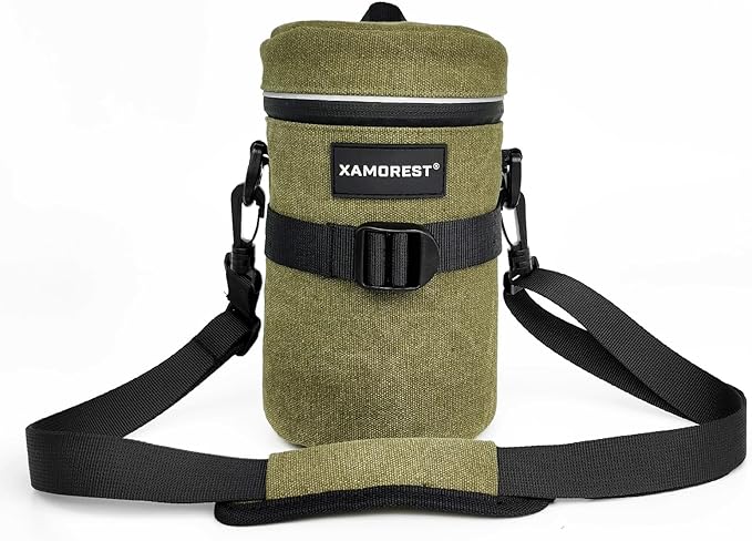 Camera Lens Case Lens Bag Compatible (4.13" x 7.28"(Canvas, Green)) by XAMOREST