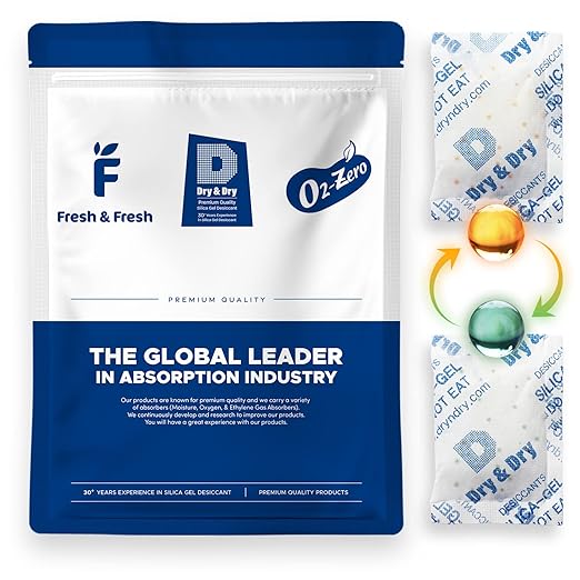 Dry & Dry 20 Gram [60 Packs] Orange Indicating(Orange to Dark Green) Mixed Silica Gel Packets - Food Safe Rechargeable Silica Packets Desiccants Silica Gel Packs Silica Gel Packets by DryDry
