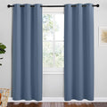NICETOWN Short Curtains for Kitchen, Stone Blue, 1 Pair, 42 inches Wide by 78 inches Long, Thermal Insulated Solid Grommet Blackout Window Treatment Curtain Panels for Loft, Cafe by NICETOWN