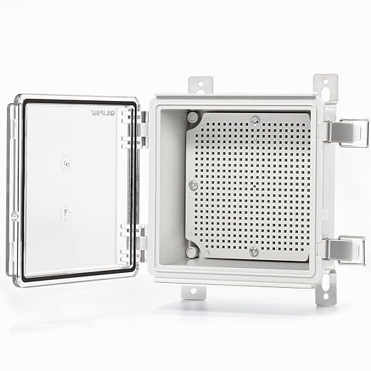 QILIPSU Waterproof Junction Box IP67 Outdoor Plastic Electrical Project Enclosure Weatherproof with Mounting Plate, Wall Brackets, Hinged Clear Cover 5.9"x5.9"x3.5" CC by QILIPSU