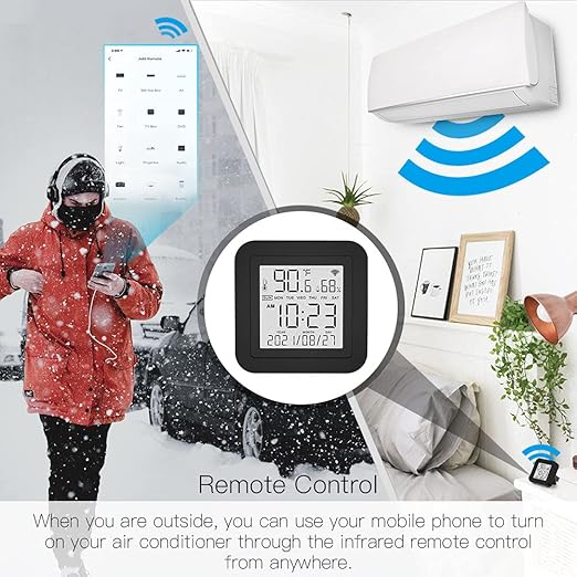 MOES Smart Temperature Humidity Monitor with IR Remote Control, Tuya WiFi Temperature Humidity Sensor with LCD Display for Home House Greenhouse Home Pet Garage, Compatible with Alexa - Image 4