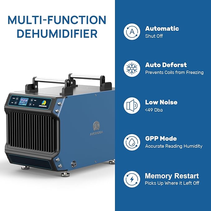 ARGENDON 145 Pint Crawl Spaces Dehumidifier with Pump, Energy Star Certified Commercial Dehumidifier with Drain Hose for Basement, Auto Defrost, Compact, Large Spaces up to 1800 Sq.Ft - Image 5