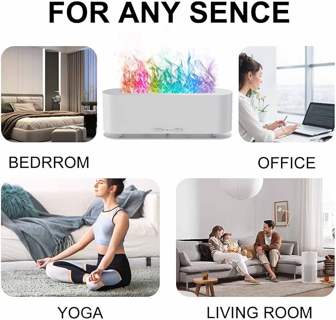 2025 Upgraded Flame Fire Diffuser Humidifier, 7 Colors Changing Oil Diffuser, Ultra-Quiet Aroma Essential Oils Aromatherapy Diffusers for Large Room, Bedroom, Office(200ml Auto Off,Timeable,12Hrs) - Image 7