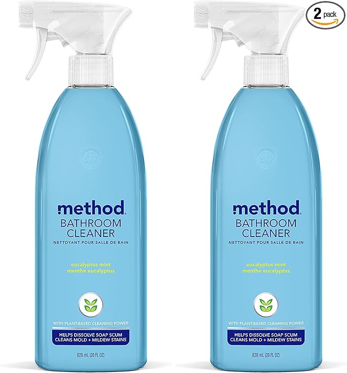 Method Bathroom Cleaner, Removes Mold + Mildew Stains, Eucalyptus Mint, 28 Fl Oz (Pack of 2) by method