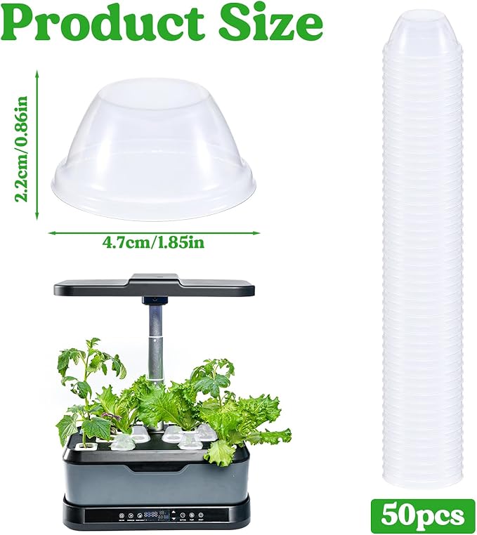 50 Pcs Humidity Domes for Plants Outer Diameter 4.7 cm/1.85 inch Replacement Grow Dome Hydroponic Cups Seed Starting for Growing Basket, Greenhouse, Hydroponic Growing System Flower Transparent - Image 2
