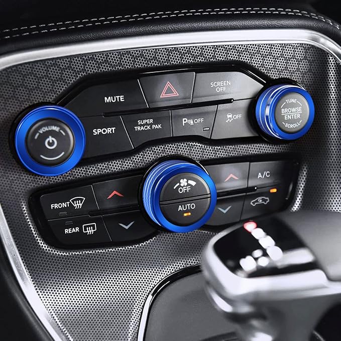 Auprite Climate Control Knob Covers for Challenger Accessories 2015-2023 2024, for Dodge Charger 2015-2023 2024, for Dodge Chrysler 300/300s 2015-2024,3Pcs Kit (Blue) - Image 6
