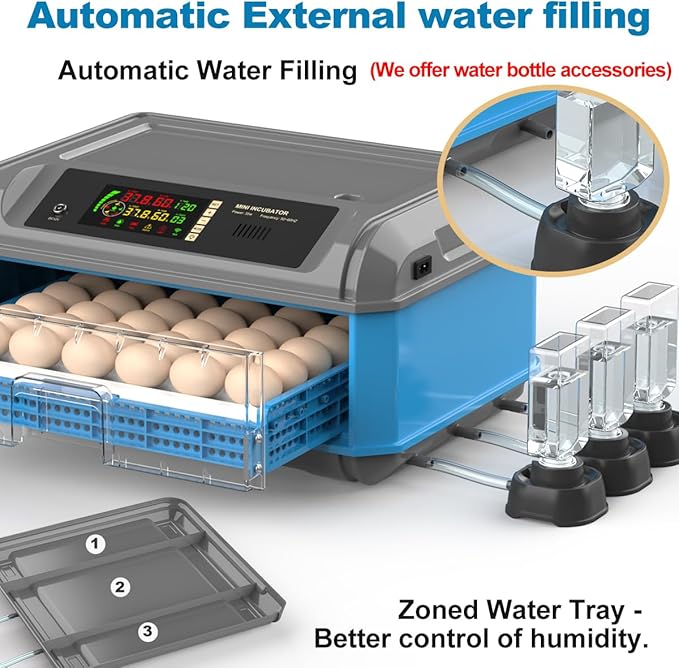 Upgraded Egg Incubator for Hatching Eggs - Chicken Egg Incubator with Automatic Egg Turning, Humidity Control, Water Adding System, Egg Candler, Ideal for Chicken, Duck, Quail Eggs (36 Eggs) - Image 6