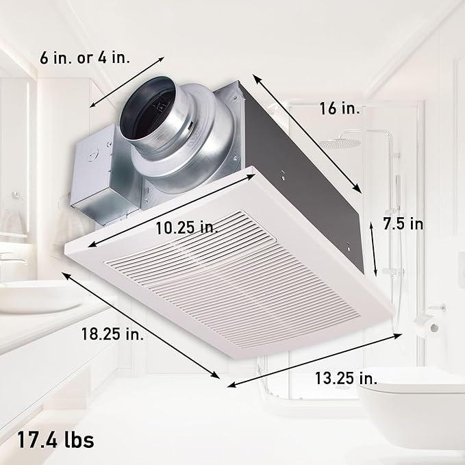 Panasonic WhisperWarm Ceiling Mount Bathroom Exhaust Fan with Heater, 50-80-110 CFM, FV-0511VH1 - Image 2