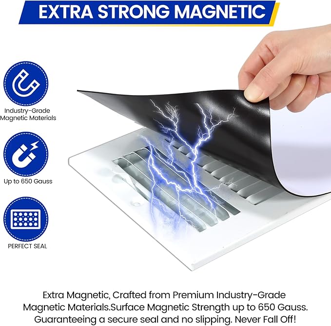 Magnetic Vent Covers, Extra Strong Magnets, 8" x 12" (4 Pack) Ultra Thick 60mil, Complete Seal, Air Vent Covers for Home Floor, Ceiling, Wall Registers, HVAC, AC, RV, and Heater Vents - Image 2
