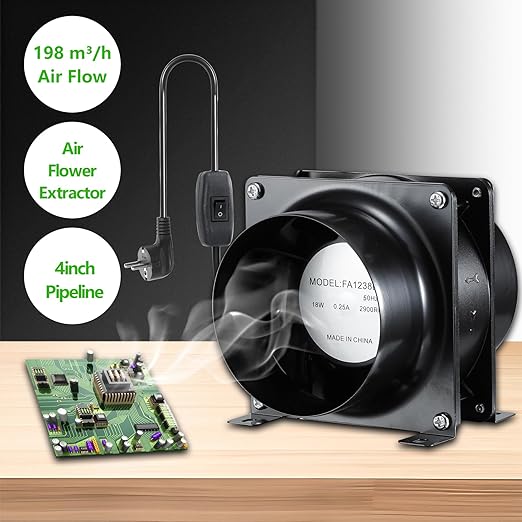 4inch Axial Fan Kit, Exhaust Extractor Blower Ventilation Fan with Button Switch, Dryer Hose for Grow Tent, HVAC, 3D Printer - Image 6