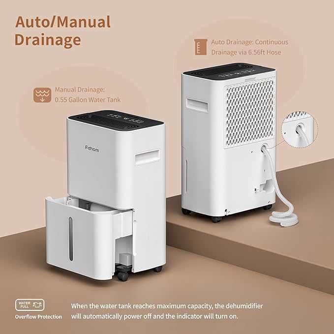Fehom 4500 Sq. Ft Dehumidifier for Home Basements Bathroom Bedroom Continuous Drainage, with Auto Shut Off Humidity Control and Drain Hose - Image 5
