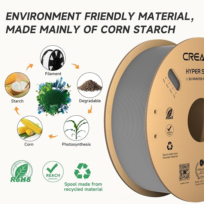 Creality Hyper PLA Filament 1.75mm Grey & Grey 2KG, 30-600mm/s Rapid High Speed PLA 3D Printer Filament, 2 Pack 1kg Spool(2.2lbs) PLA, Dimensional Accuracy +/-0.02mm, Fit Most FDM 3D Printer - Image 7