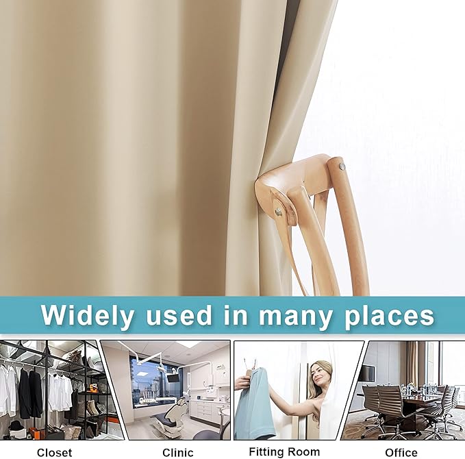 RYB HOME Blackout Vertical Blind - Large Room Divider Curtain Noise Barrier Privacy Energy Efficiency Drape for Patio Sliding Glass Door Bedroom Dining Foyer Home Office, Beige, W 120 x L 96 - Image 5