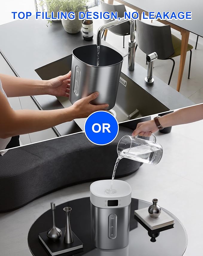 Humidifiers for Bedroom Large Room Baby, 4L Ultrasonic Cool Mist Humidifier, 304 Stainless Steel humidifiers, Auto Humidity Control, Humidity Display, Night Light, Quiet,Timer,Aromatherapy - Image 2
