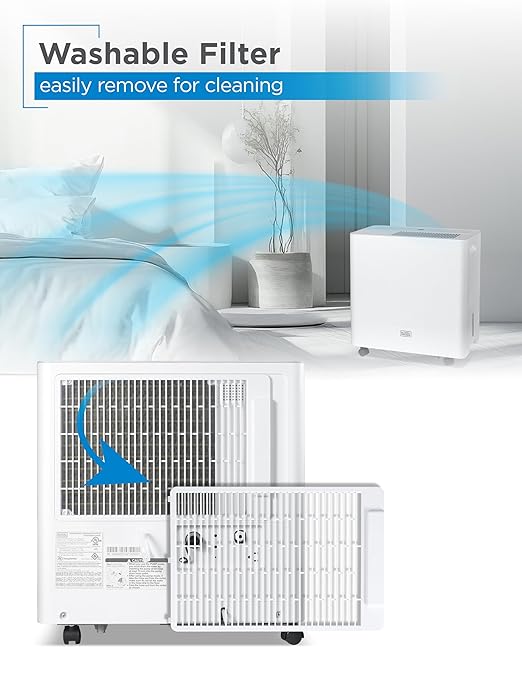 BLACK+DECKER 50-Pint Portable Dehumidifier with Built-in Pump, Dehumidifier with Pump for up to 4500 Sq. Ft., For Home and Large Spaces, Removable Bucket and Drain Hoses Included, BD50PMWSA, White - Image 7