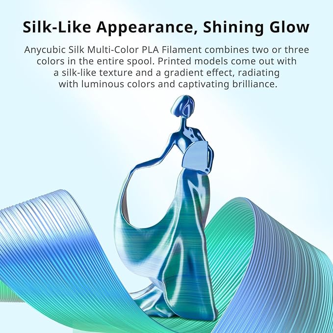 ANYCUBIC Silk Dual Color Pla Filament, 2-in-1 Chrome Coextrusion Color Change 3D Printer Filament 1.75mm Dimensional Accuracy +/- 0.02mm, Silk Texture, 1KG Reusable Spool (2.2 lbs), Black Purple - Image 2