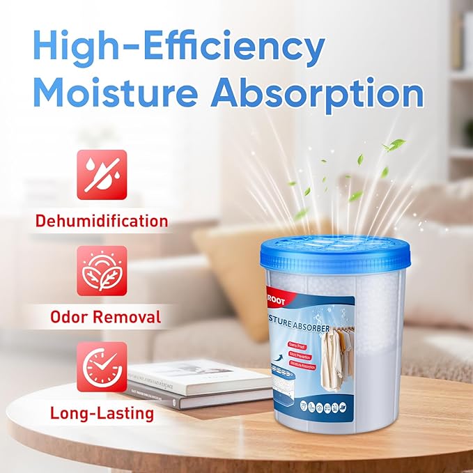 6 Pack Refillable Moisture Absorbers, 18OZ Humidity Absorber Bucket, Moisture Absorbers for Closet, Dehumidifier Bucket for Wardrobes、 Kitchens and Bathrooms, Fragrance Free Humidity Absorber - Image 3