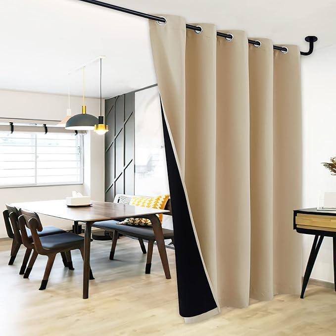 NICETOWN Wall Curtain, Room Divider Curtain for Doorways, Vertical Blind for Sling Door, Privacy Sound Reduction Curtains Room Dividers for Patio (Biscotti Beige, 1 Panel, 108" Tall x 70" Wide) by NICETOWN