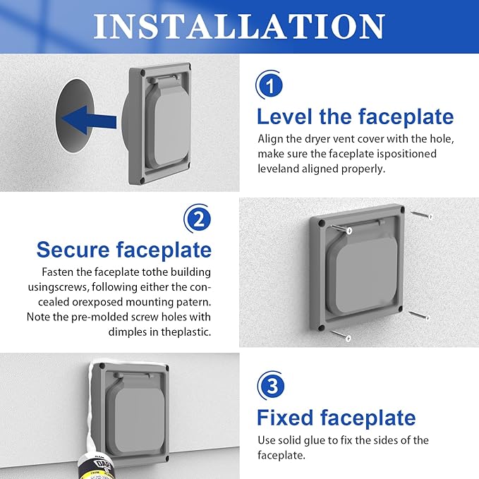 Dryer Vent Cover Outside 4 inch, Magnetic Door Design, Durable Airflow Vent with Lint Trap Screen, Thickened Material, 6 inch x 6 inch Size, Grey - Image 5