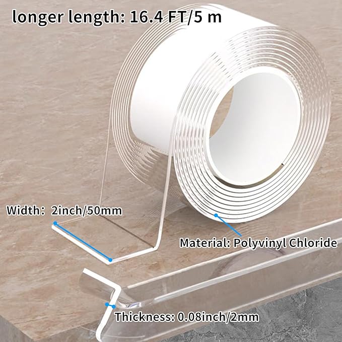 2 in x 16.4 ft,Clear Edge Protector Strip Sharp Edge Wrap Cover Tape with 6 Corners,Soft Corner Protectors Baby Proof, Furniture Corner Guard & Edge Safety, Edge Protector for Table and Fireplace - Image 2