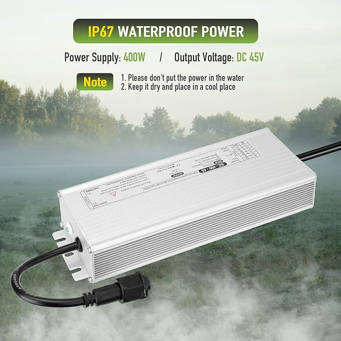 Ultrasonic Fogger Mist Maker 12 Head (9000ml/H) with 400W Waterproof Power Supply & Floats, Ultrasonic Humidifier Ideal for Pond, Vegetable Preservation, Landscape, Lawn, Halloween - Image 6