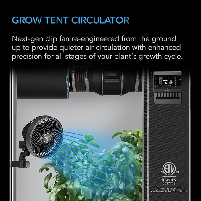 AC Infinity CLOUDRAY A6, Grow Tent Clip Fan 6” with Redesigned Long-Life EC Motor, Custom 10 Dynamic Wind Speeds, Weatherproof IP-54, Manual Swivel, for Hydroponics Circulation Cooling - Image 2