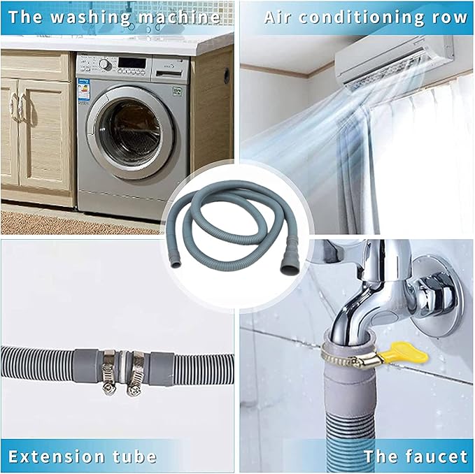 16.4ft Washing Machine Drain Hose, Universal Drain Hose Extension Kit for Washer, Dishwasher, Flexible Discharge Hose for LG/ GE/ Samsung, Fit up to 1-1/2 Inch Drain Outlets (16.4) - Image 2