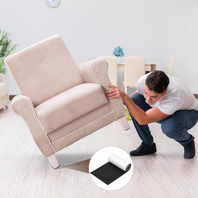Large Felt Furniture Pads 8 x 60 Inch Non Slip Self Adhesive Heavy Duty Cuttable Strip Roll Felt Sheet Tape for Protecting Hardwood Floors Chair Wall, Black - Image 7