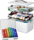 CTIME 3-Tier Medicine Organizer with Pill Case - Portable Pill Case & Empty First Aid Kit for Home, Travel, RV, School, Dorm, Ideal Elderly, Father Gift by CTIME